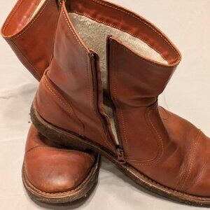 Swedish Hasbeens Boots Mens 12  Brown Leather Fleece Lined Italian Made Shoes